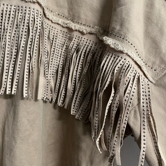Fringe Studded Snap on Jacket Shacket Shirt - Picture 11 of 12